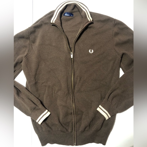 Fred Perry zip brown wool sweater - Picture 1 of 13